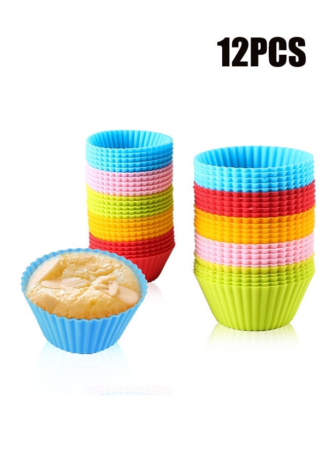 واي جيه قالب بطانة كعك الشوكولاتة من السيليكون 12 قطعة بألوان متعددة - Image 1