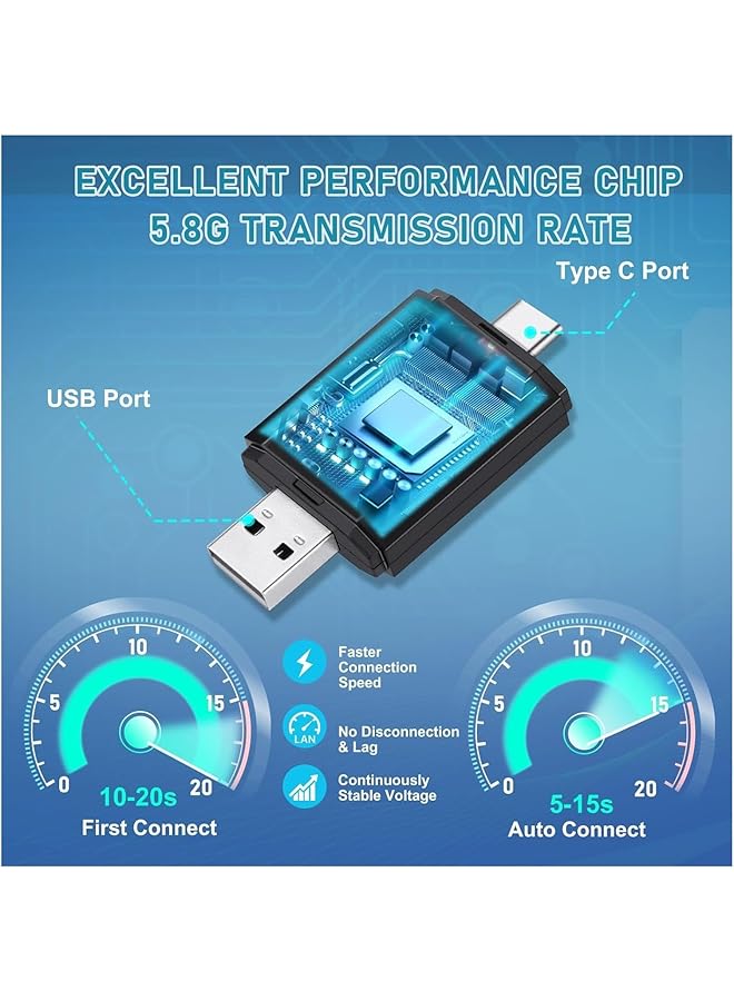 KASTWAVE Wireless Carplay Adapter For Iphone - 2 In 1 Usb & Usb-C, Seamless Oem Wired To Wireless Conversion, No Latency, Compatible With 2015+ Cars & Ios 10+ - Image 4