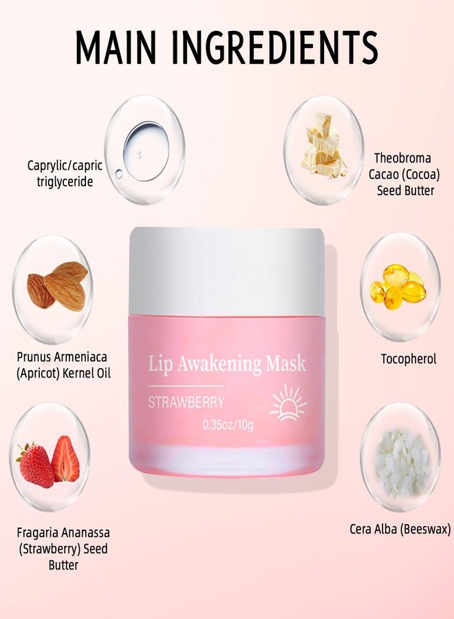 DIMOT مجموعة قناع الشفاه BIO-DIMOT لليل، مجموعة العناية بقناع الشفاه بالفراولة، مقشر سكر للشفاه الداكنة، قناع نوم الشفاه مع فرشاة سيليكون، 0.7 أونصة/قطعتين - Image 2