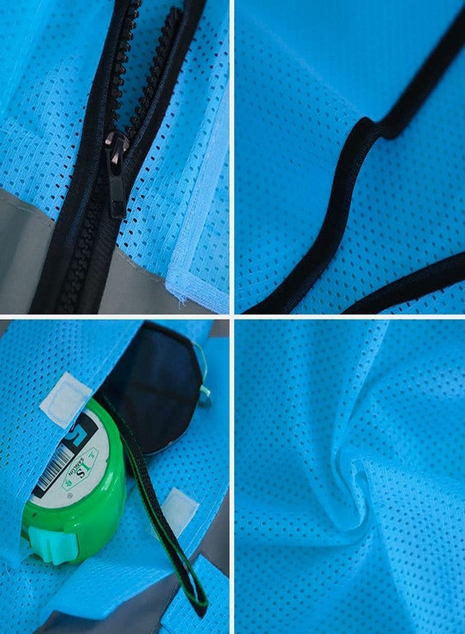 XIAKE Mesh Safety Vest High Visibility Reflective Vest with Pockets and Zipper, Meets ANSI/ISEA Standards, Sky Blue, XXL - Image 4