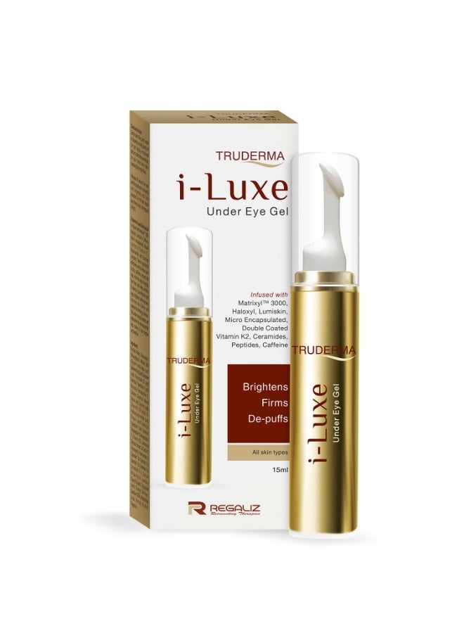 REGALIZ Truderma i-Luxe Under Eye Gel | Reduces Dark Circles, Puffiness, Crow's Feet & Fine Lines | Hydrating & Anti-Aging Formula | 15ml - Image 1