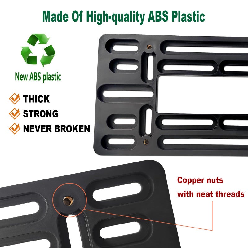 Aootf Front License Plate Mounting Kit- License Plate Bracket & Black Aluminum Car Tag Holder Cover Fit No Drilling Hole Front Bumper, Universal Adapter for US Vehicle Trailer Truck, with Screws Caps - Image 2