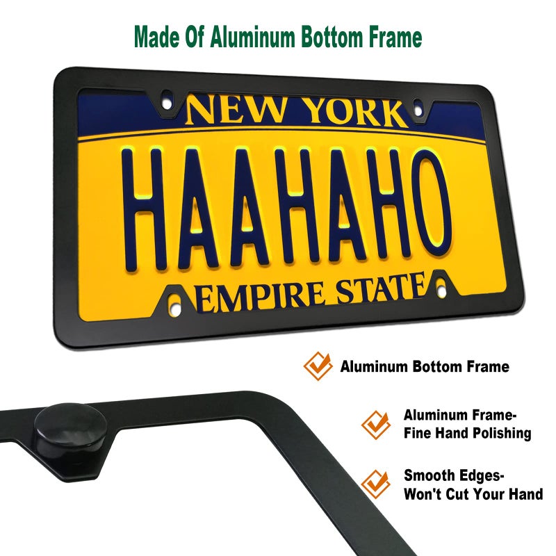 Aootf Front License Plate Mounting Kit- License Plate Bracket & Black Aluminum Car Tag Holder Cover Fit No Drilling Hole Front Bumper, Universal Adapter for US Vehicle Trailer Truck, with Screws Caps - Image 3