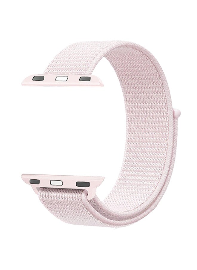 Premium Nylon Weave Mesh Band With Dense Loop And Adjustable Wrist Strap For Apple Watch Series 1,2,3 And 4, Workout, Fitness, Running, Fibro-42 L Light Pink