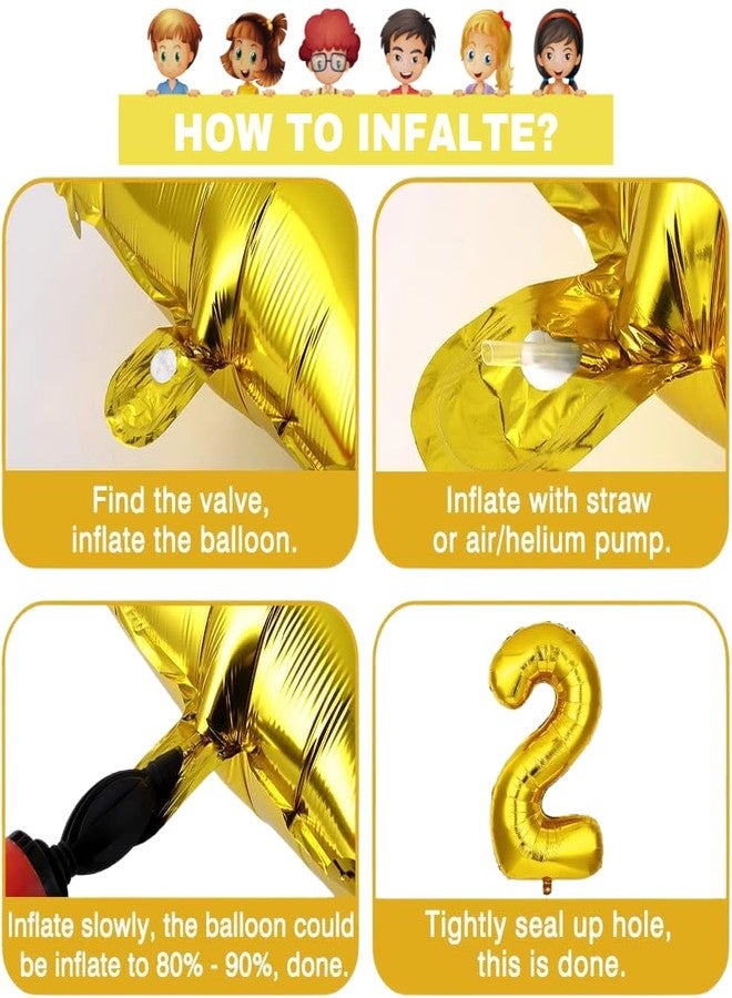 Flyloons 1 number Golden Foil Balloon 16 inch Size Birthday Decoration Items Pack of 1 | 1st Year Balloons | One - Image 2