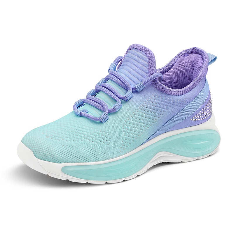 RUNSIDE Girls Lightweight Sneakers Kids Lace-up Tennis Running Shoes, Breathable Walking Shoes for Toddler/Little Kid/Big Kid Gradient Blue - Image 1
