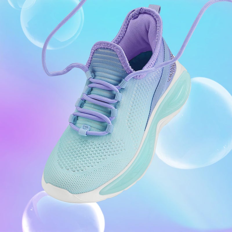 RUNSIDE Girls Lightweight Sneakers Kids Lace-up Tennis Running Shoes, Breathable Walking Shoes for Toddler/Little Kid/Big Kid Gradient Blue - Image 3