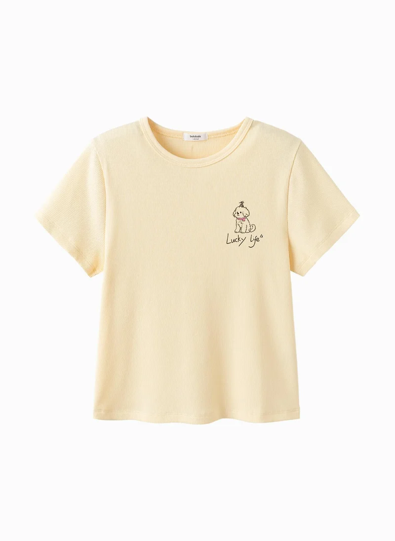 Kids Girls Round v-neck short-sleeved T-shirt