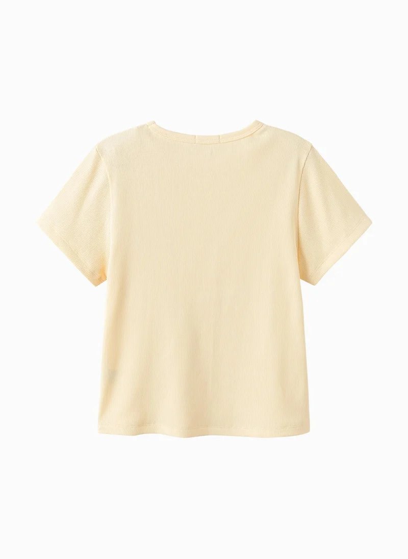 Balabala Yellow Kids Girls Round v-neck short-sleeved T-shirt for Women | Best Price UAE