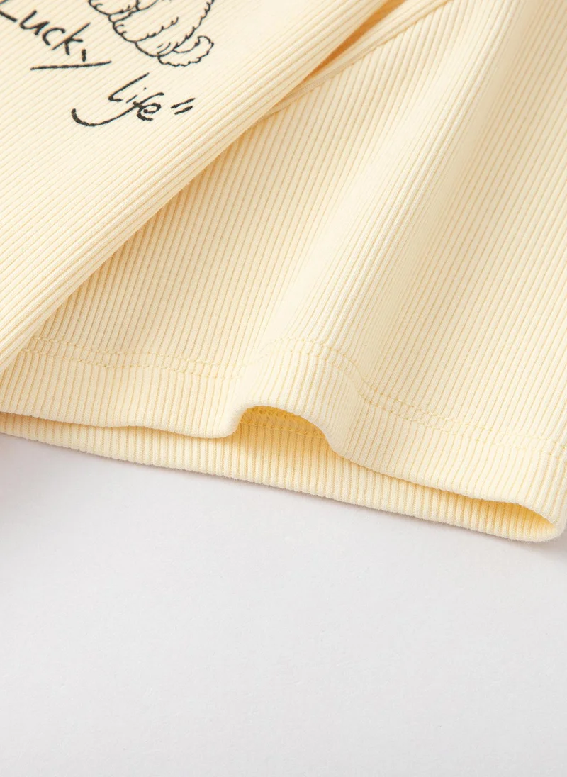 Balabala Yellow Kids Girls Round v-neck short-sleeved T-shirt for Women | Best Price UAE