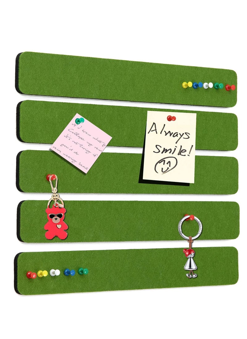 SYOSI 5 Pack Felt Pin Board Bar Strips Bulletin Board for Bedrooms Offices Home Wall Decoration, Notice Board Self Adhesive Cork Board with 50 Push Pins for Paste Notes, Photos, Schedules  - Image 1