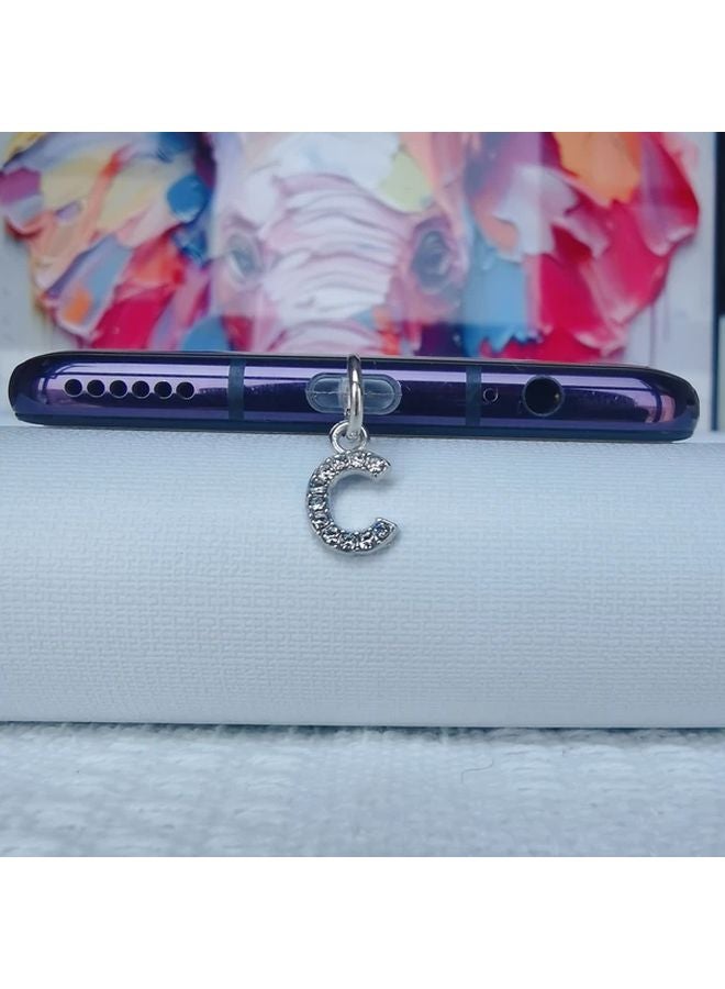 Diamond Letter C Phone Dust Plug For IPhone 5 To 14 Interface Ideal Gift - Image 1