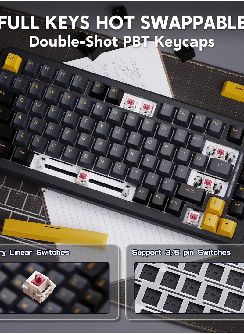 Attack Shark - M86 83 Keys Wireless Mechanical Keyboard, 75% Gasket Hot Swappable Custom Keyboard, Side Printed PBT Keycaps, RGB Backlit, Pre-lubed Switches, BT/2.4GHz/ Wired Mechanical Gaming Keyboard - Image 1
