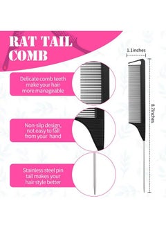 Patelai 2 Pieces Parting Comb And 6 Pieces Hair Clip Women Rat Tail Comb Cutting Comb With Wide And Fine Teeth Salon Hairdressing Hair Care Tools  - Image 5