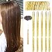 La Bella 47" Holographic Hair Tinsel KIt Shining Gold Professional Sparkle Heat-Resistant Silk Extensions, Easy to Apply, Hair Accessories for Girls, Party Hair, Gifts for Girls (1000 Strands, Shining Gold) - Image 2