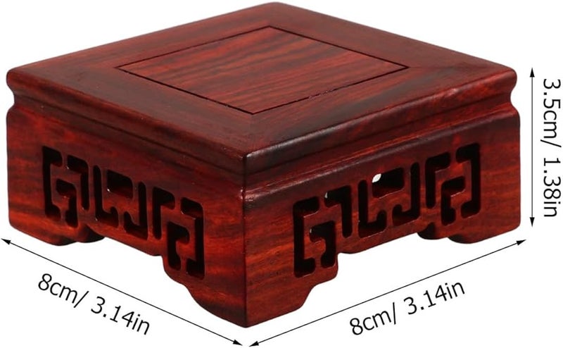 حامل عرض خشبي منحوت يدويًا لإبريق الشاي والنباتات وديكور المنزل - Image 2