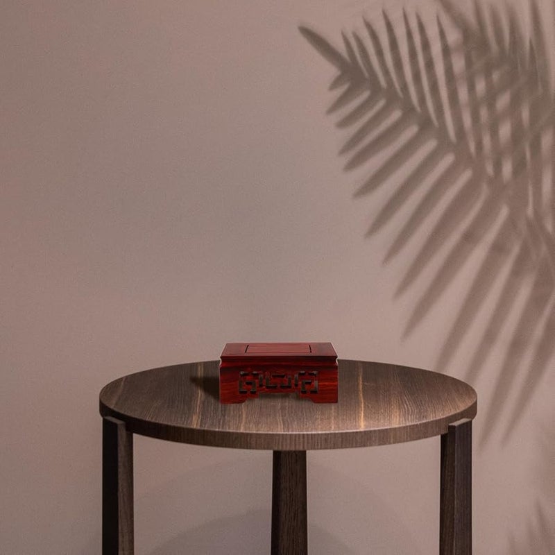 حامل عرض خشبي منحوت يدويًا لإبريق الشاي والنباتات وديكور المنزل - Image 4