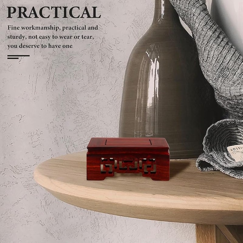 حامل عرض خشبي منحوت يدويًا لإبريق الشاي والنباتات وديكور المنزل - Image 5