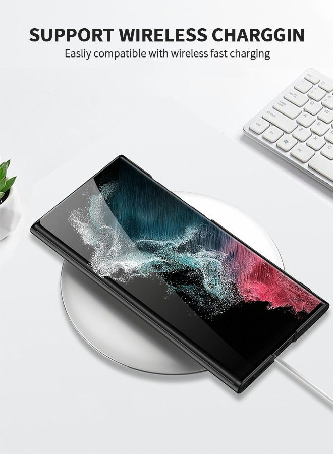 GROIC حافظة سامسونج جالاكسي S22 الترا، حافظة S22 الترا نحيفة، حافظة جالاكسي S22 الترا تدعم الشحن اللاسلكي [حامل قابل للتعديل، مضاد للسقوط، مضاد لبصمات الأصابع، حماية شاملة] - أسود - Image 3