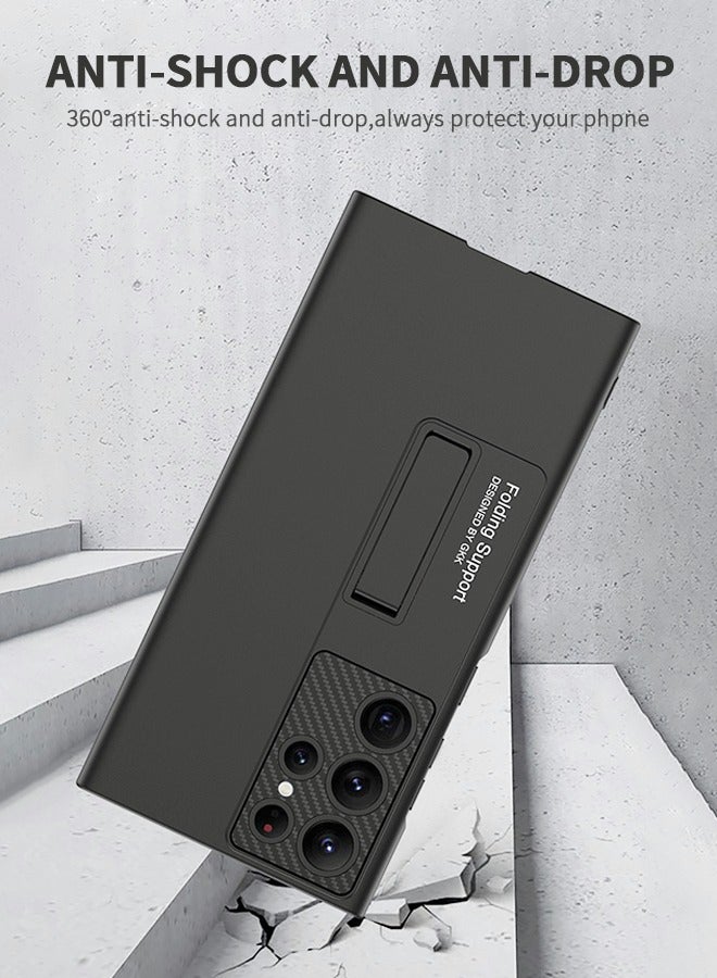 GROIC حافظة سامسونج جالاكسي S22 الترا، حافظة S22 الترا نحيفة، حافظة جالاكسي S22 الترا تدعم الشحن اللاسلكي [حامل قابل للتعديل، مضاد للسقوط، مضاد لبصمات الأصابع، حماية شاملة] - أسود - Image 2