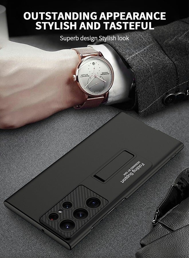 GROIC حافظة سامسونج جالاكسي S22 الترا، حافظة S22 الترا نحيفة، حافظة جالاكسي S22 الترا تدعم الشحن اللاسلكي [حامل قابل للتعديل، مضاد للسقوط، مضاد لبصمات الأصابع، حماية شاملة] - أسود - Image 5