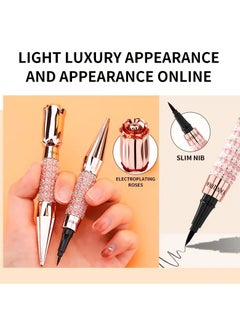 YANQINA Liquid Rich Color Makeup Eyeliner Pencil Black Eye Liner Pencils Eye Makeup Pen Eye Beauty Pens Eyeliner Liquid Pen Rhinestone Bronzing Eyeliner Pen Waterproof and Sweat Proof Eye Makeup Tool  - Image 4