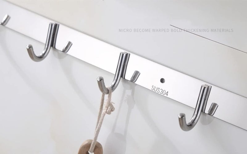 Bath Towel Rack 23.6 Inches Stainless Steel Towel Rack,Foldable Wall Mounted Double Towel Holder,Polished 304 Stainless Steel 5 Hooks Towel Shelf - Image 5