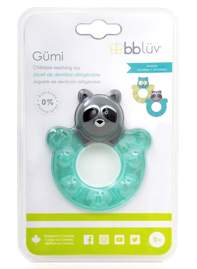 bbluv Gümi Freezable Teething Toy – BPA-Free, Soothing Relief for Babies, Soft & Textured for Gum Massage, Easy-to-Hold, Safe & Durable – Raccoon Design - Image 3