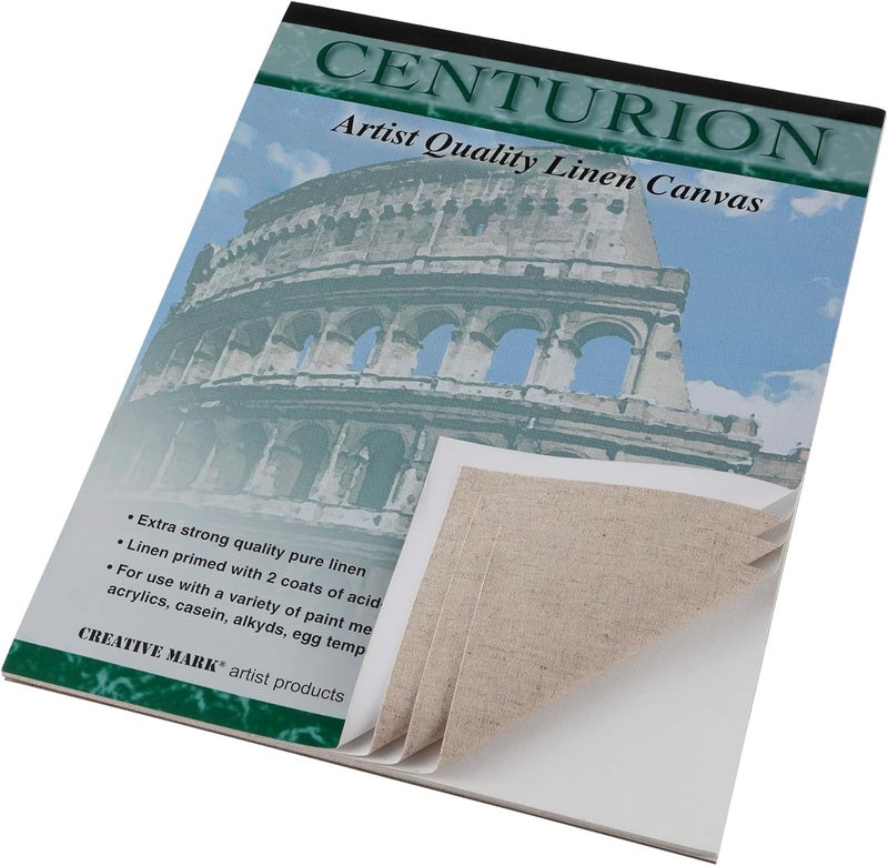 Centurion Acrylic Primed White Linen Canvas Sheet Pads 11oz Tape Bound for Acrylics, Alkyds, Water-Mixable Oils - 2 Pack (20 Canvas Sheets) - 11" x 14" - Image 2
