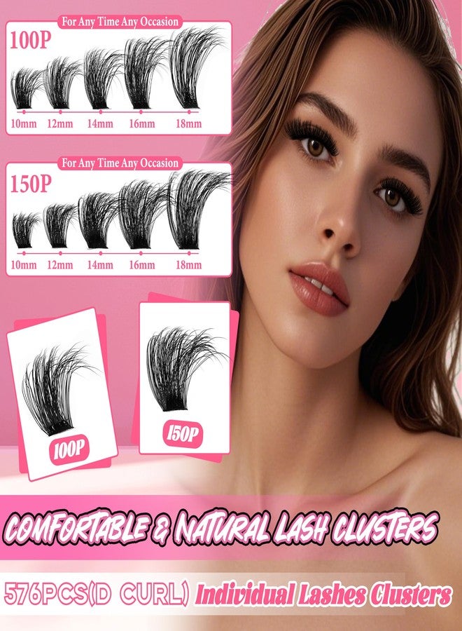 Gmagictobo Lash Clusters Kit 560Pcs Cluster Eyelash Extensions Volume 100D 150D Eyelash Clusters D Curl Lashes Clusters DIY Individual Lash Clusters Eyelash Glue Lash Tweezers - Image 3