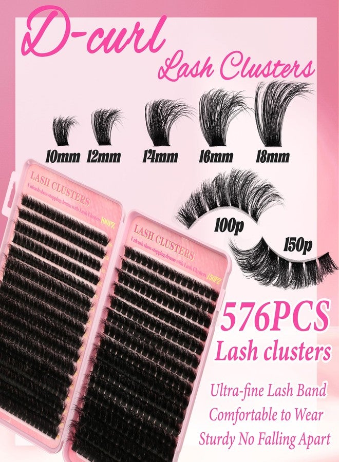 Gmagictobo Lash Clusters Kit 560Pcs Cluster Eyelash Extensions Volume 100D 150D Eyelash Clusters D Curl Lashes Clusters DIY Individual Lash Clusters Eyelash Glue Lash Tweezers - Image 4