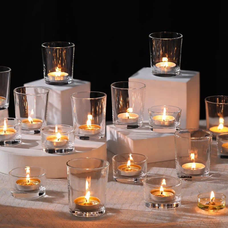NITIME 36pcs Assorted Votive Candle Holders, Glass Candle Holder for Wedding Decor, Clear Tealight Candle Holder for Table Centerpiece, and Party Decor - Image 1
