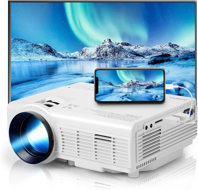 Bisha Video Projector HD 1080P Portable Projectors with 5G WiFi & Bluetooth, Compatible with TV Stick, HDMI, USB, PS5, iOS, Android Mirroring- Perfect for Home Theater (VEDIO PROJECTOR) - Image 1