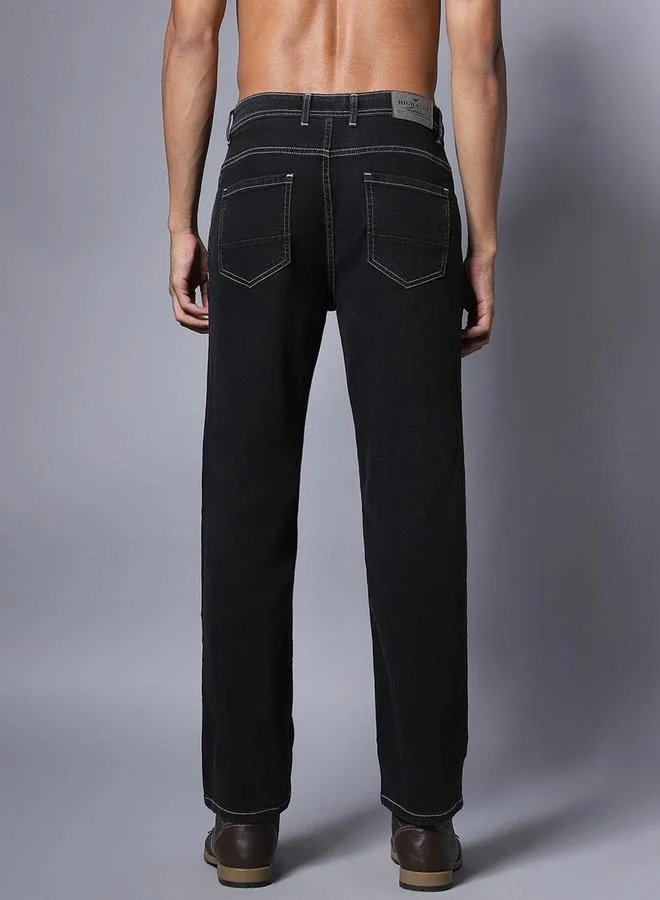هاي ستار Mid Rise Solid Relaxed Fit Jeans by Styli