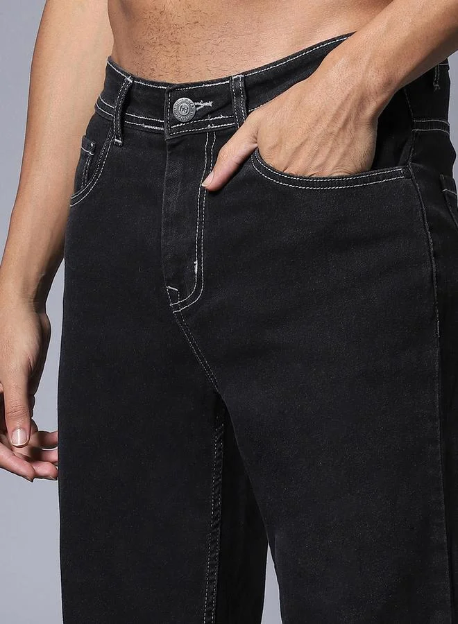 هاي ستار Mid Rise Solid Relaxed Fit Jeans by Styli