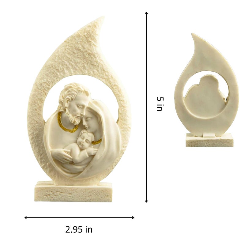 Cici & Jimmy's Retro Holy Family Figurine 4.72" Tall Imitation Sandstone Texture Resin Craft Christmas Nativity Scene Decoration Holiday Sculpture - Image 5
