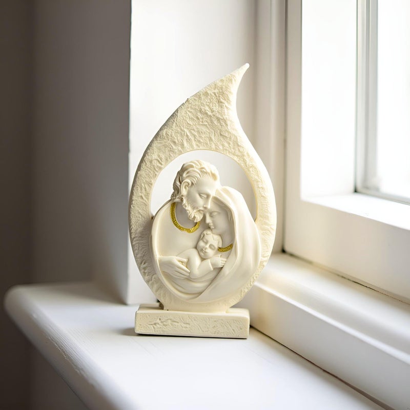 Cici & Jimmy's Retro Holy Family Figurine 4.72" Tall Imitation Sandstone Texture Resin Craft Christmas Nativity Scene Decoration Holiday Sculpture - Image 4