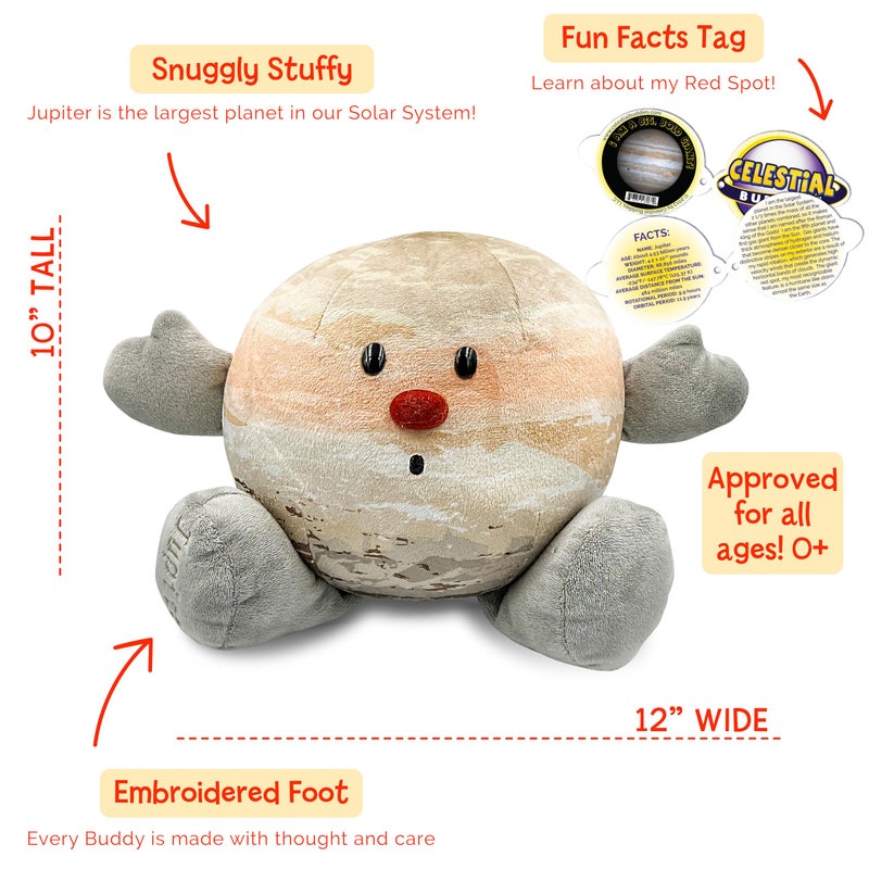 Celestial Buddies Jupiter Buddy  12 Soft Stuffed Plush Embroidered Features Fun Planet Facts Tag for Kids  STEM Learning Educational Gift Classroom  Homeschool Science Space Astronomy  0 - Image 3