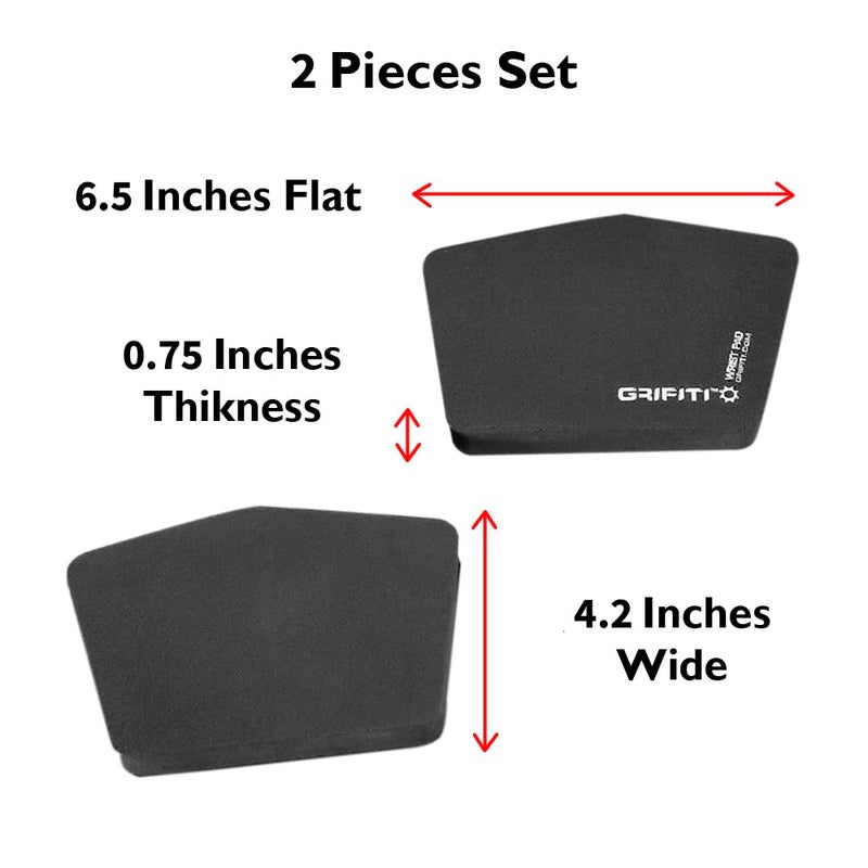 GRIFITI وسادة معصم GRIFITI السميكة مجموعة من قطعتين 6.5" × 4.2" × 0.75" لدعم المعصمين المرآة لملحقات ألعاب الكمبيوتر - وسادة راحة اليد لأجهزة الكمبيوتر المريحة (نايلون أسود) - Image 2