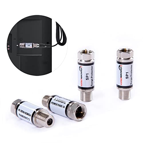 groword 4 Pcs Coaxial Surge Lightning Protector/Surge Suppressor -for Protector Satellite in-Line, Cable Box, Distribution Amplifier - 75 ohm 5-2400Mhz Home Cable TV Lightning Arrestor - Image 1