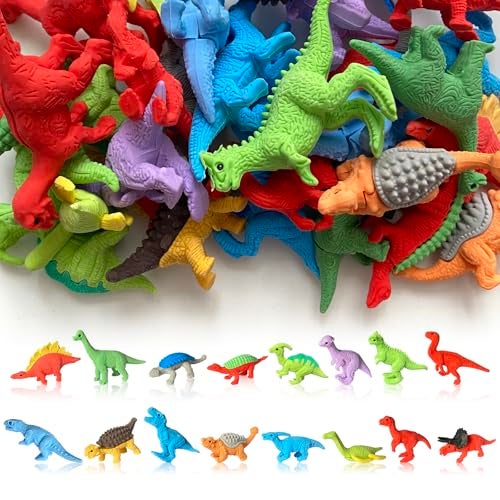 Kaemi 32 Pcs Dinosaur Erasers Desk Pets for Kids Classroom Prizes Fun Cool 3D Puzzle Animal Erasers Bulk Mini Pencil Eraser Pals Toys for Party Favors Treasure Box Goodie Bag Stuffers - Image 1