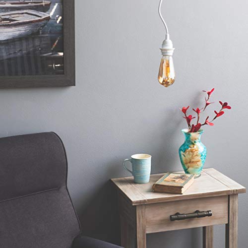Wallniture Fiore 15 Feet Hanging Lantern Cord Room Decor for Pendant Light Bulbs Socket Set, White - Image 2