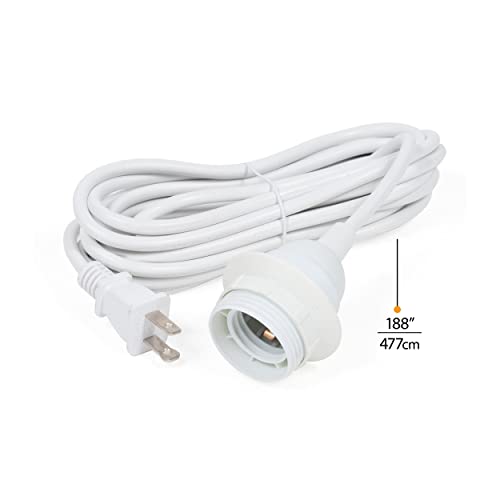 Wallniture Fiore 15 Feet Hanging Lantern Cord Room Decor for Pendant Light Bulbs Socket Set, White - Image 4