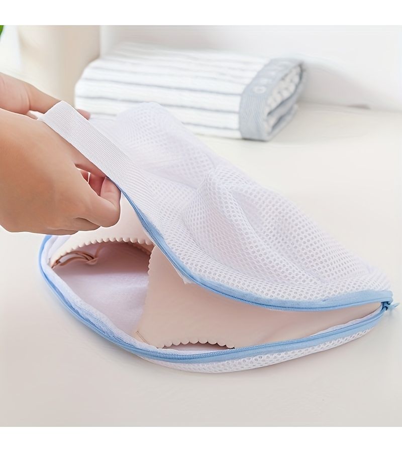 Single Piece Underwear Storage Bag Sturdy Laundry Bag for Bras Mesh Washing Protector With Zipper Closure Round Shape Cylindrical Shape Sold as Pack of One Delicate Clothing Laundry Bag - Image 5
