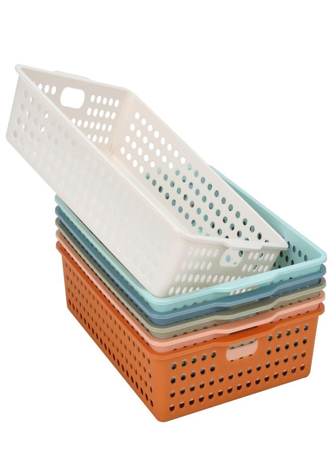MFBJXC Modern 6-Pack Stackable Paper Trays with Handles, A4 Desktop Document Organizer for Classroom, Office, Homework Collection - Image 2