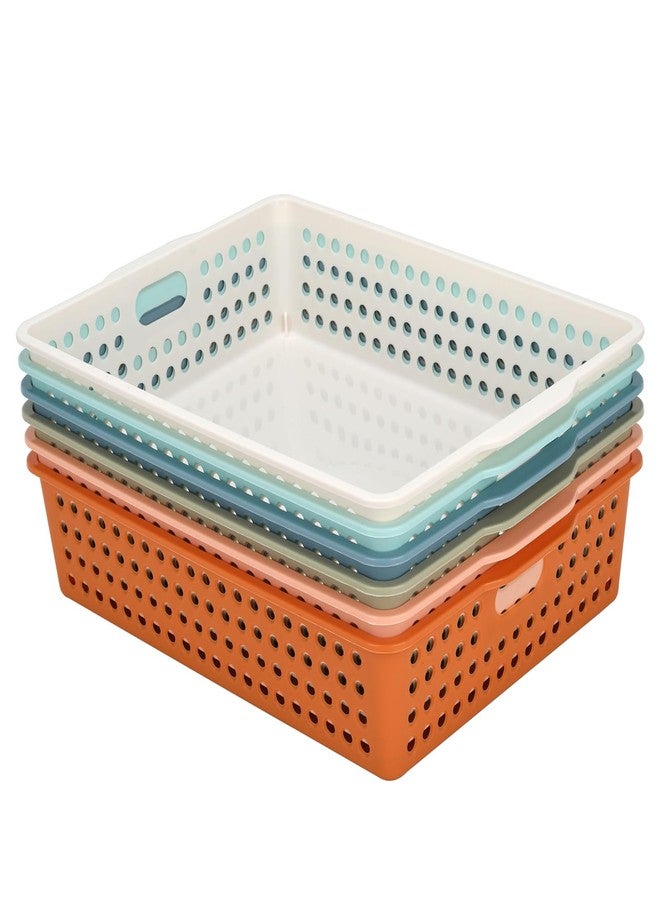 MFBJXC Modern 6-Pack Stackable Paper Trays with Handles, A4 Desktop Document Organizer for Classroom, Office, Homework Collection - Image 1