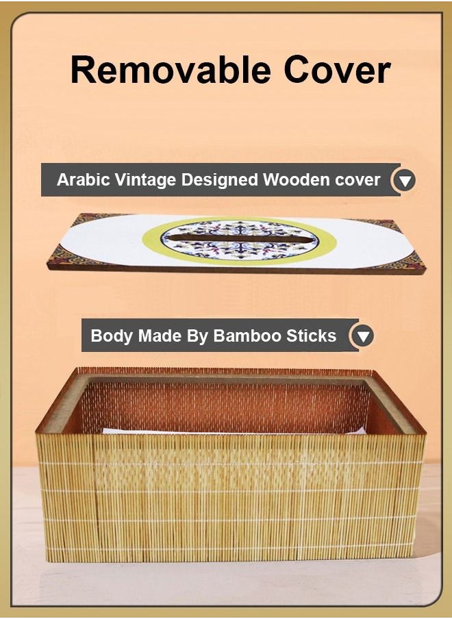 DBLEW - Arabic Tissue Box Holder Vintage Design Rectangle Facial Wipes Dispenser Dryer Sheet Wet Toilet Roll Paper Storage Container Restaurant Napkin Case For Room Kitchen Bathroom Vanity Countertops Desks - Image 1