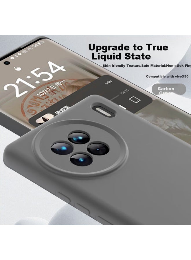 Shangsu Liquid Silicone Soft Case For Vivo X90 / X90S, Full Protection Cover With Camera Lens Protection, Anti-Drop, Anti-Fingerprint, Simple Design, Carbon Gray - Image 1