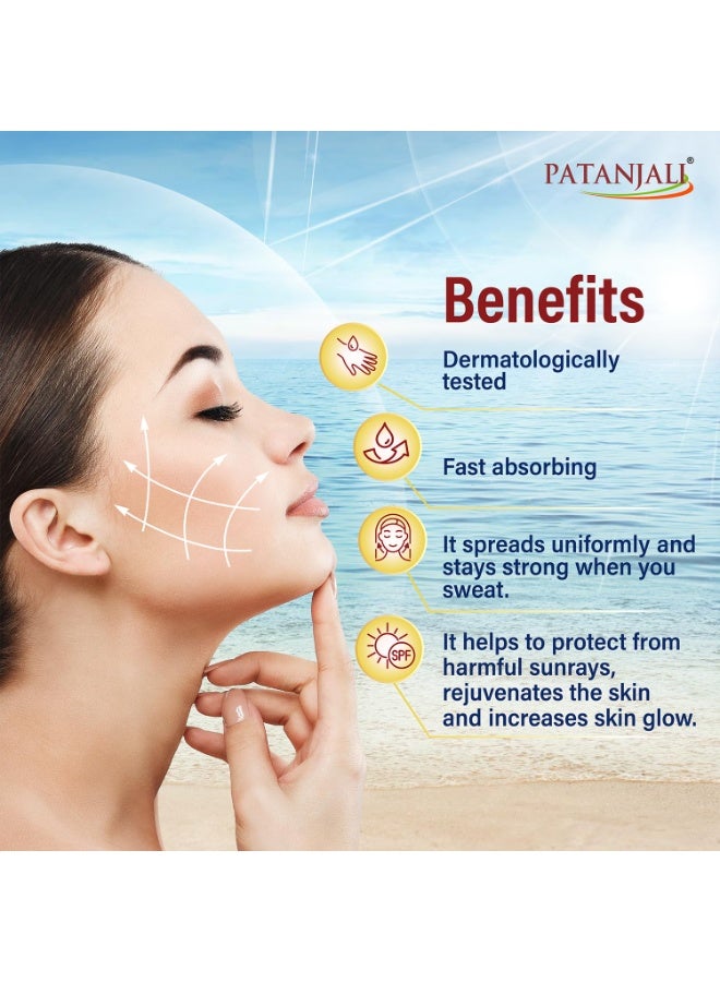 Patanjali Sunscreen Cream SPF 30, for Sun Protection with Natural Ingredients for All Skin Types 50g (50gx4) - Pack of 4 - Image 2