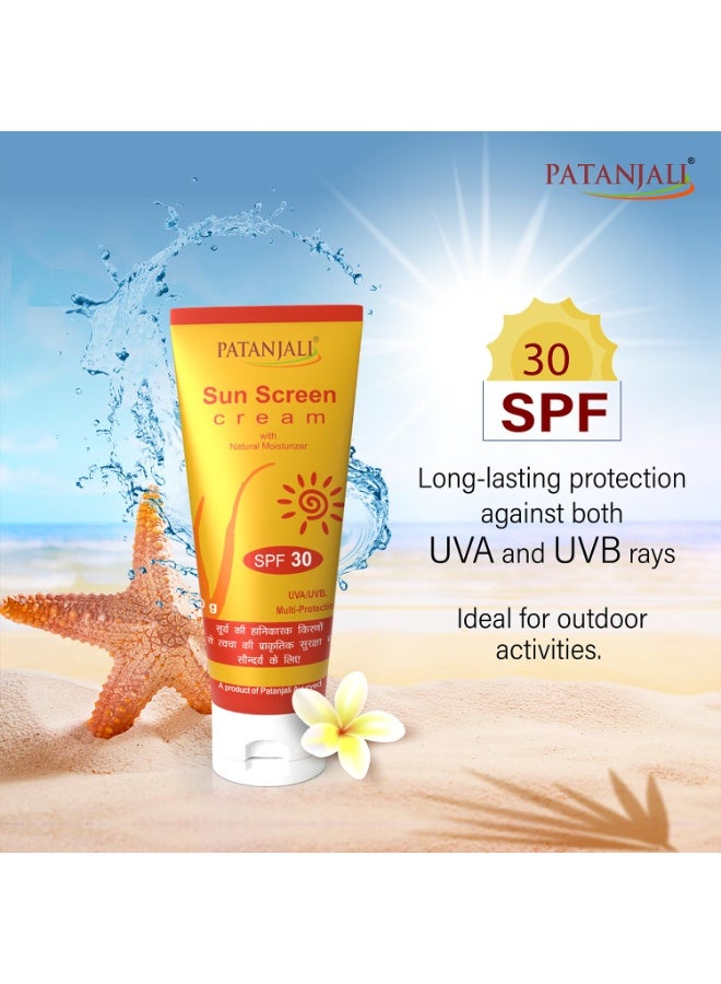 Patanjali Sunscreen Cream SPF 30, for Sun Protection with Natural Ingredients for All Skin Types 50g (50gx4) - Pack of 4 - Image 4